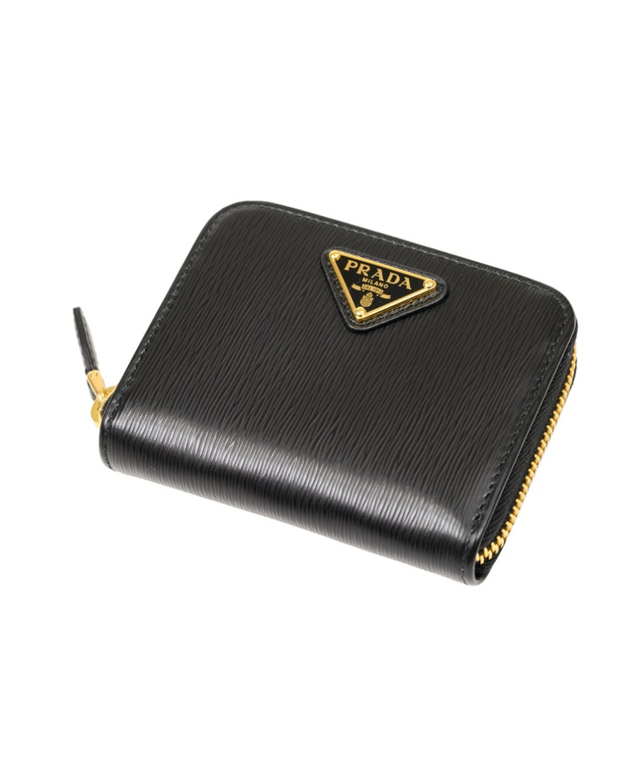 Prada Zipper Logo Change Wallet In Black