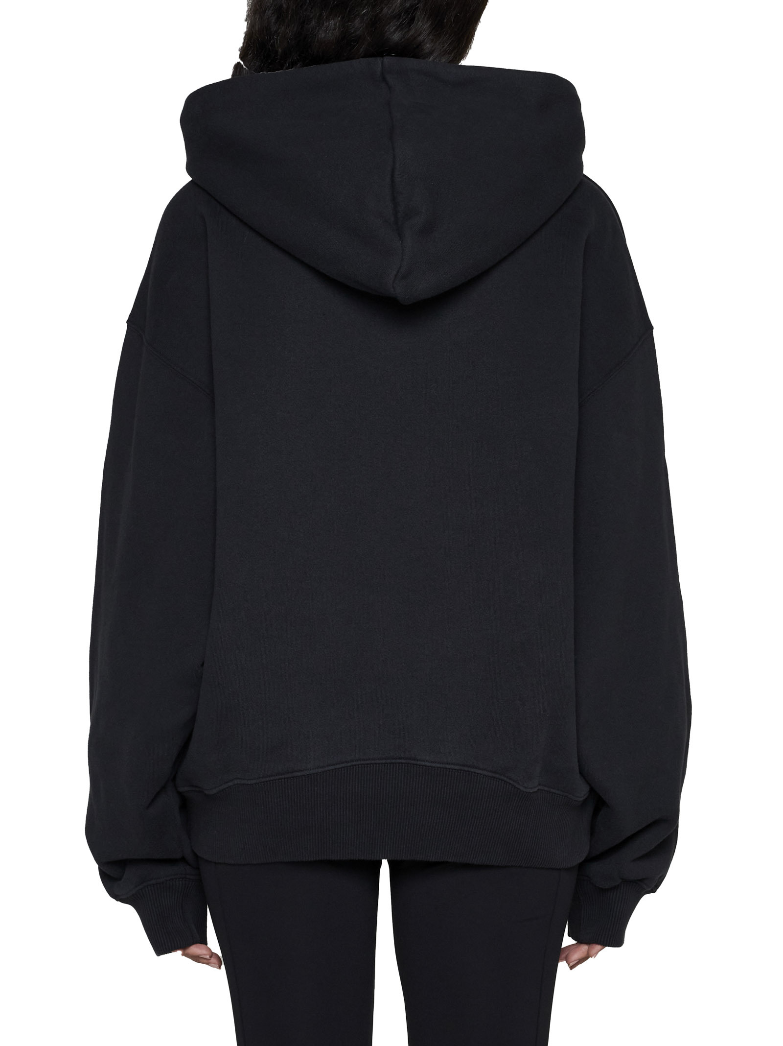 Off-white Spray-paint Logo Cotton Hoodie In Black