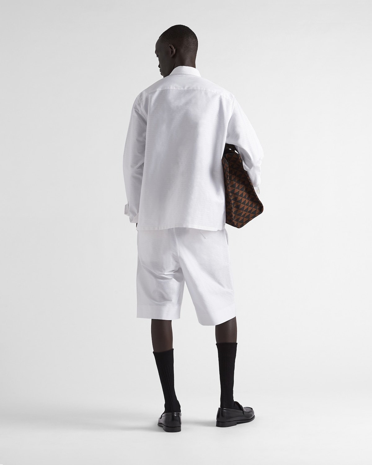 Prada Custom Fit Cotton Shorts With Back Pockets In White