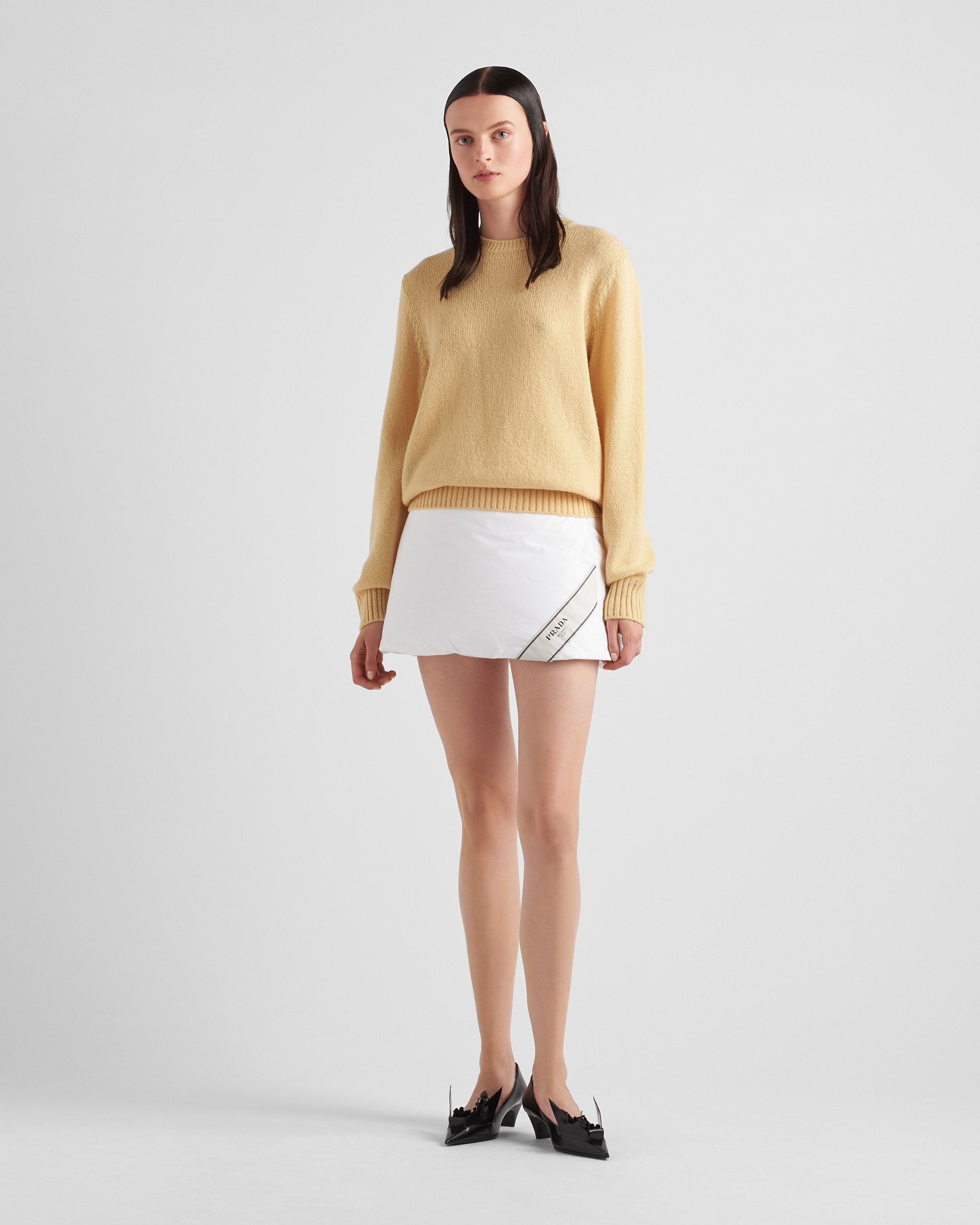 Prada Padded Cotton Miniskirt In White