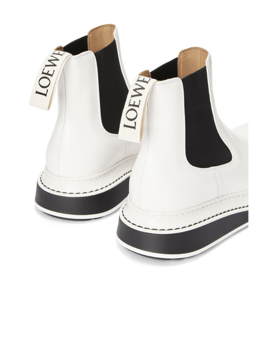 Loewe Logo Chelsea Boots In White
