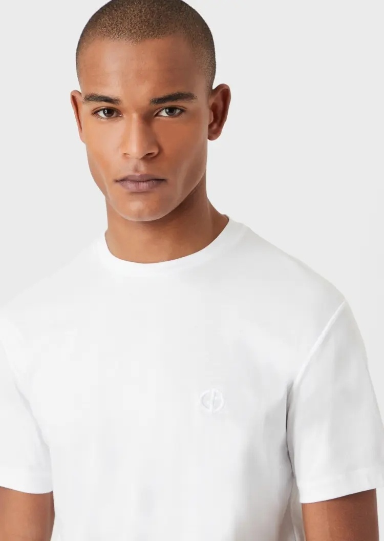 Giorgio Armani Embroidered Logo T-shirt In White
