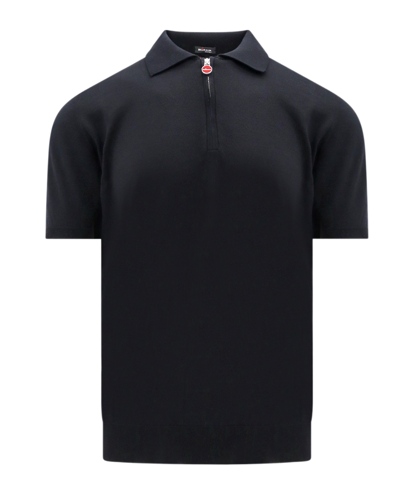 Shop Kiton Ribbed Cotton Polo Shirt In Black