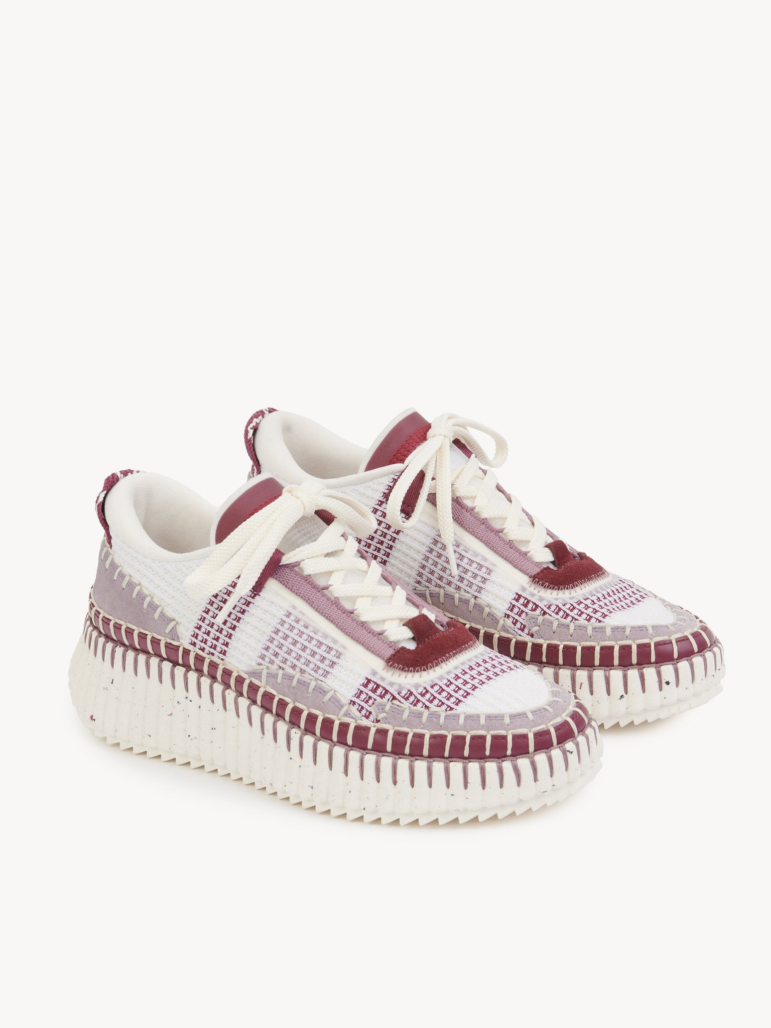Chloé Nama Lace-up Sneakers In White