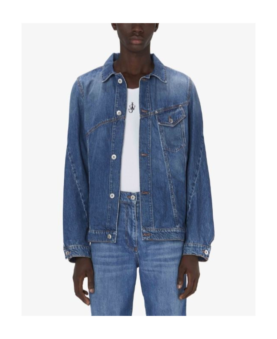 JW ANDERSON JW ANDERSON LOGO EMBROIDERED TWISTED DENIM JACKET