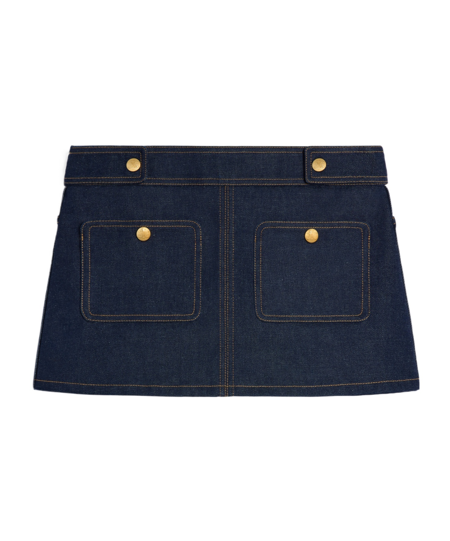 Celine Logo Denim Skirt In Black