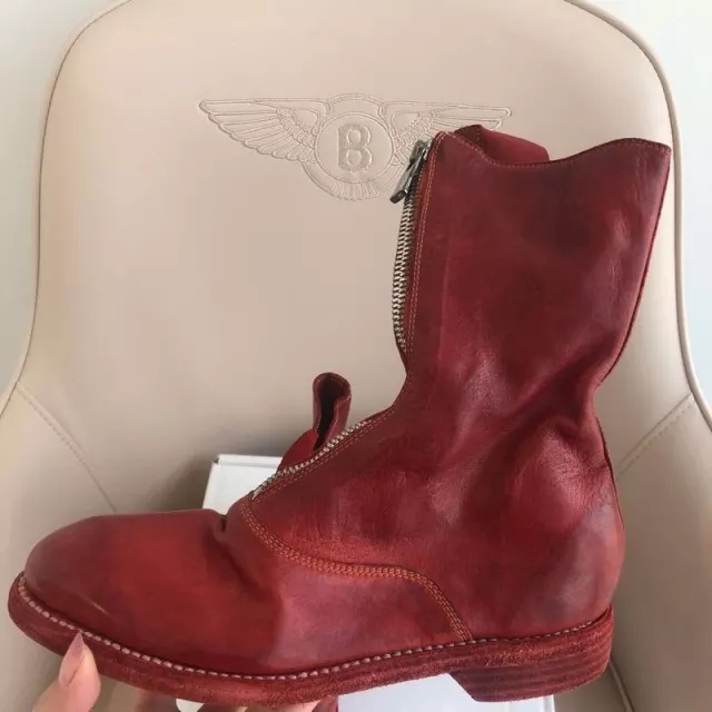 Guidi 310 Series Front Zipper And Ankle Boots In Red