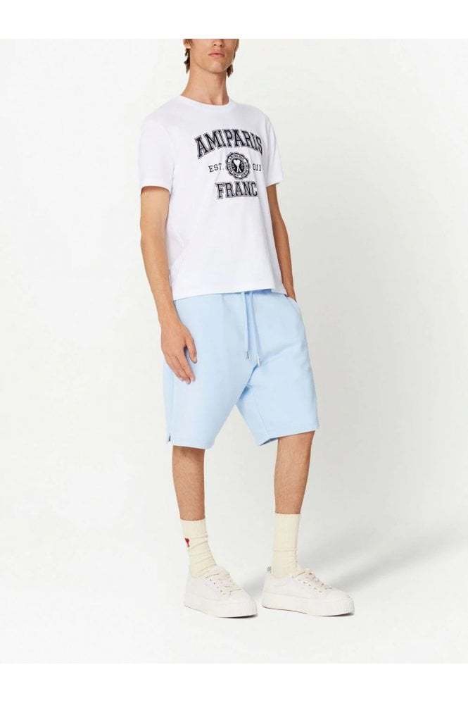AMI ALEXANDRE MATTIUSSI EMBROIDERED-LOGO TRACK SHORTS