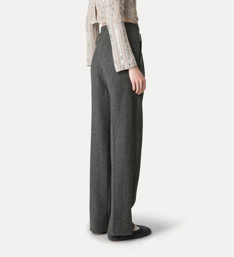Forte Forte Highrise Trousers In Wool With Chevron Patterning In Animal Print