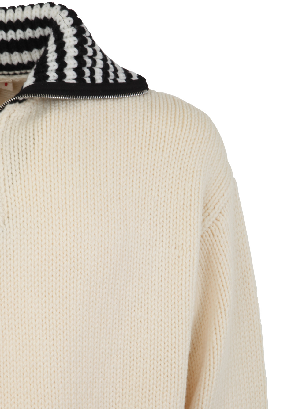 Shop Marni Contrasting-collar Ribbed Jumper In Nude