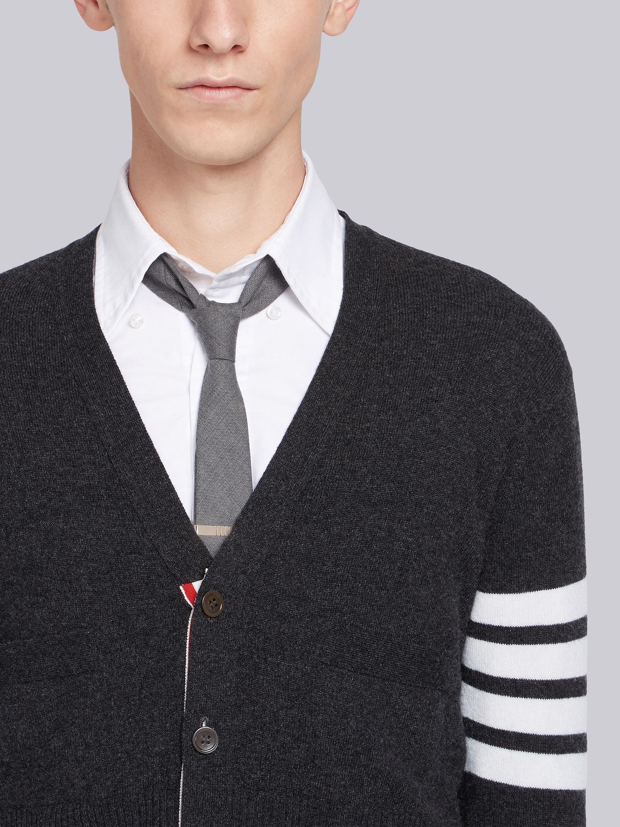 Shop Thom Browne 4-bar Short Cashmere Cardigan In Black