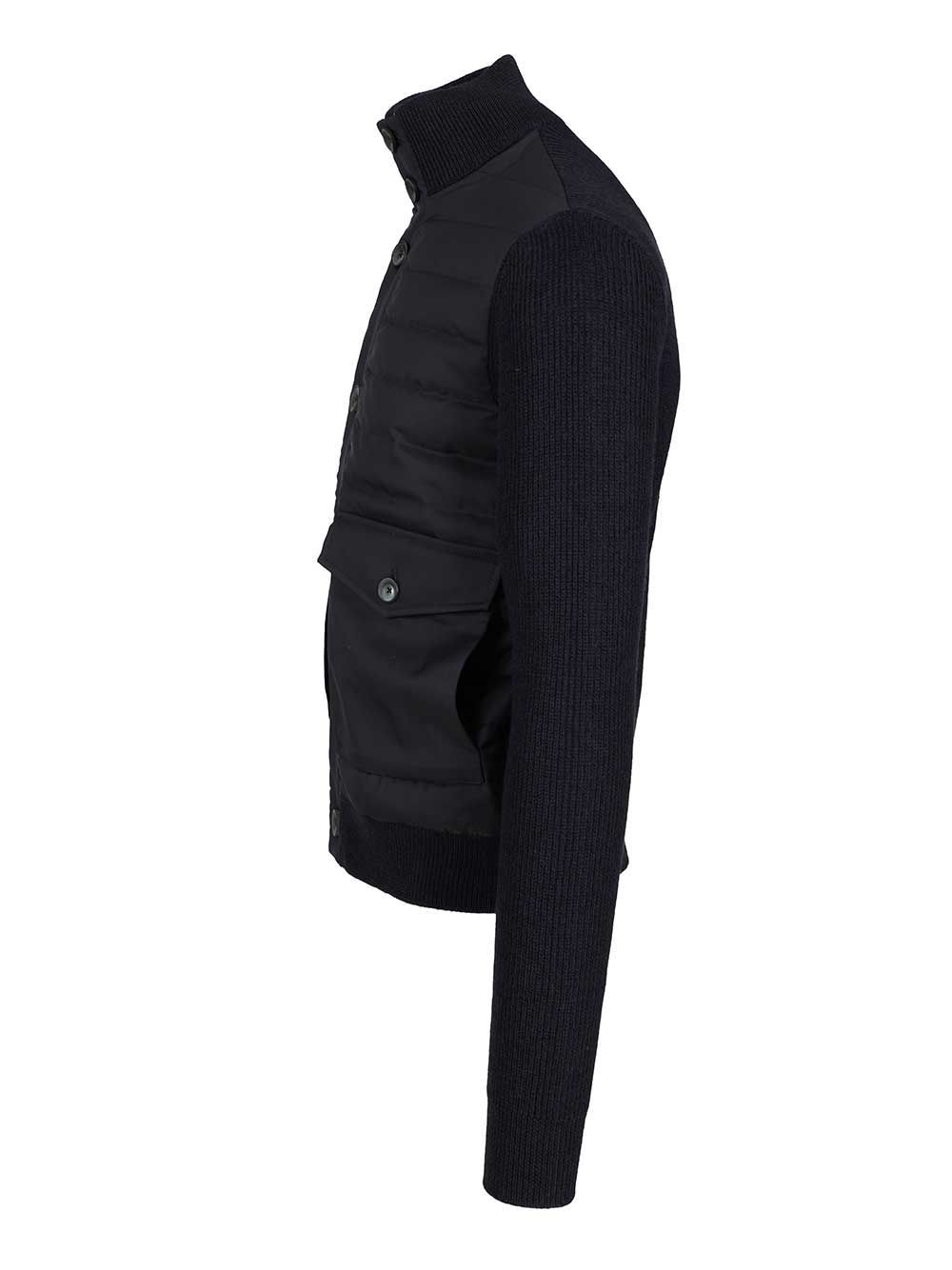 Herno Hybrid Button Quilted Padded Bomber Jacket In Black