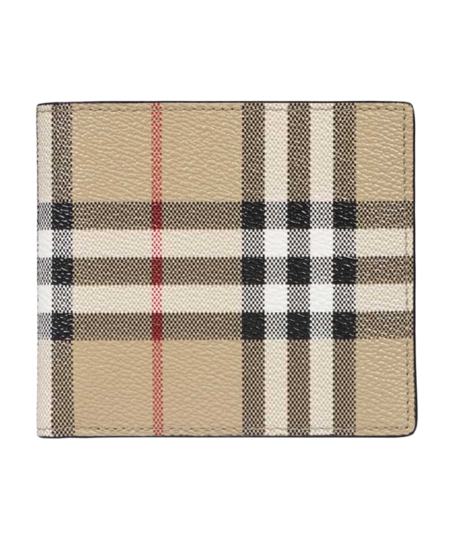Burberry All-over Check Printed Bi-fold Wallet In Nude
