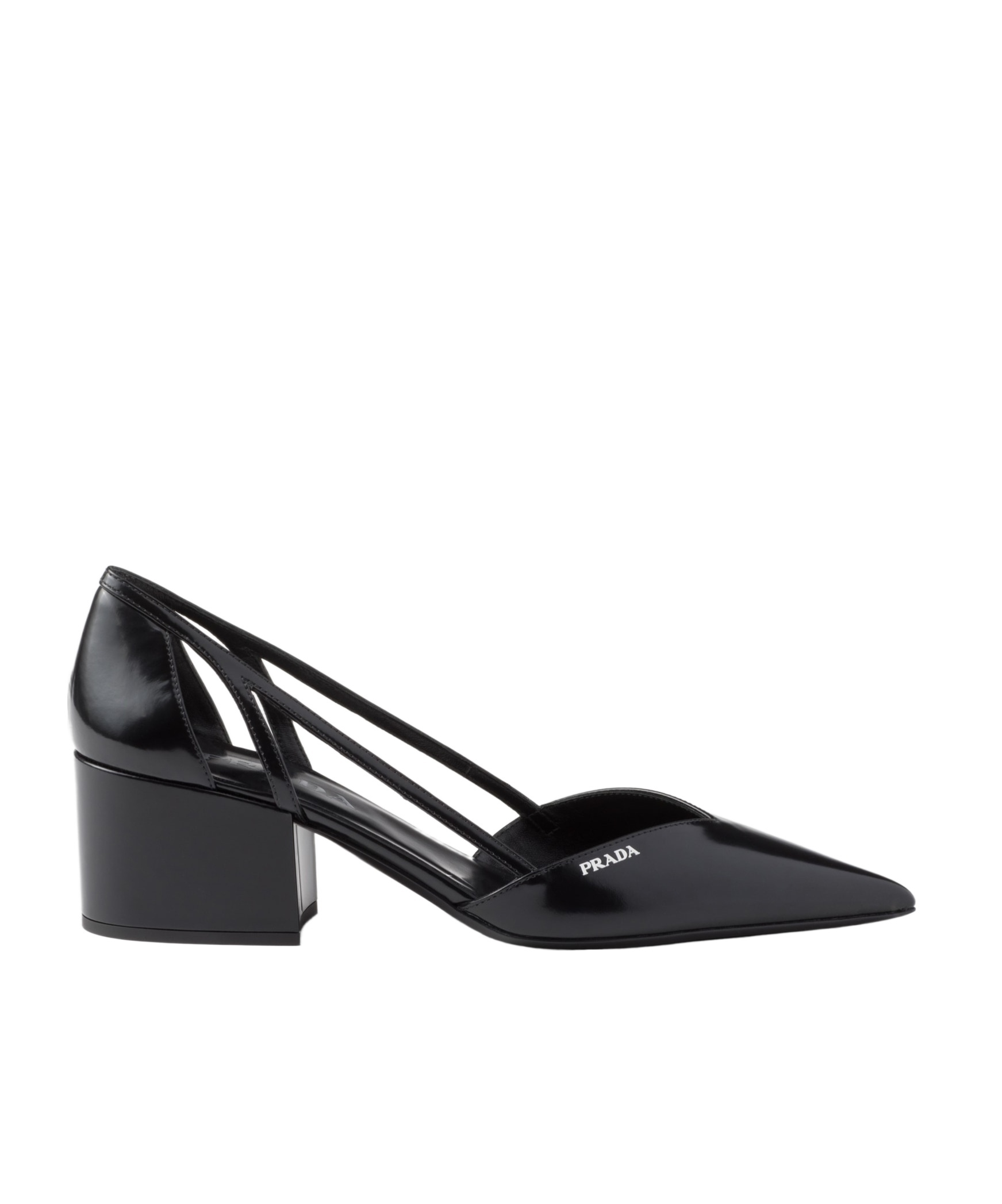 Prada Leather Cutout Block-heel Pumps In Animal Print
