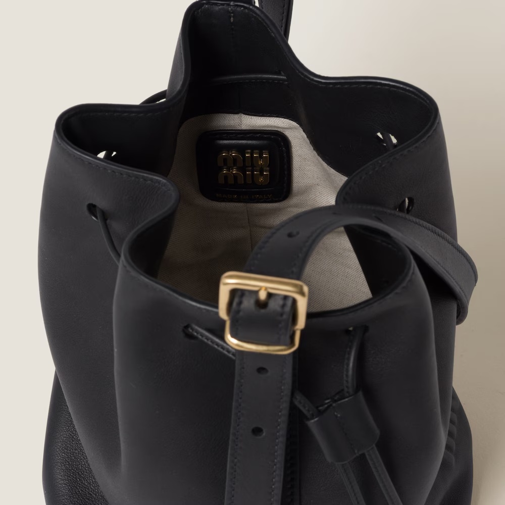 Miu Miu Leather Bucket Bag In Black
