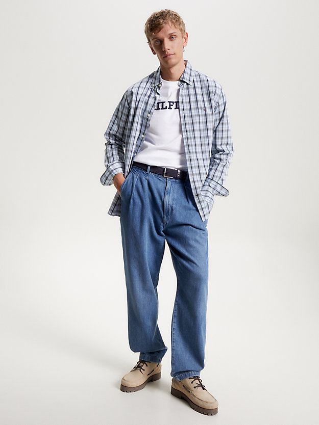 Tommy Hilfiger Lapel Long-sleeved Shirt In Blue