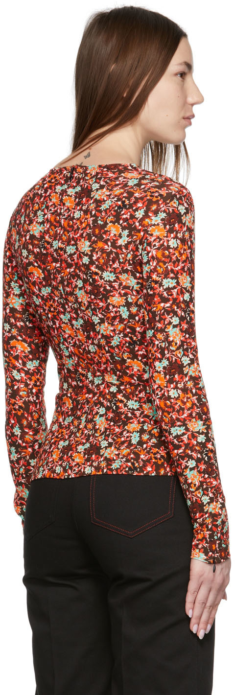 Victoria Beckham Flower Hollowed Out Long-sleeved T-shirt In Multicolor