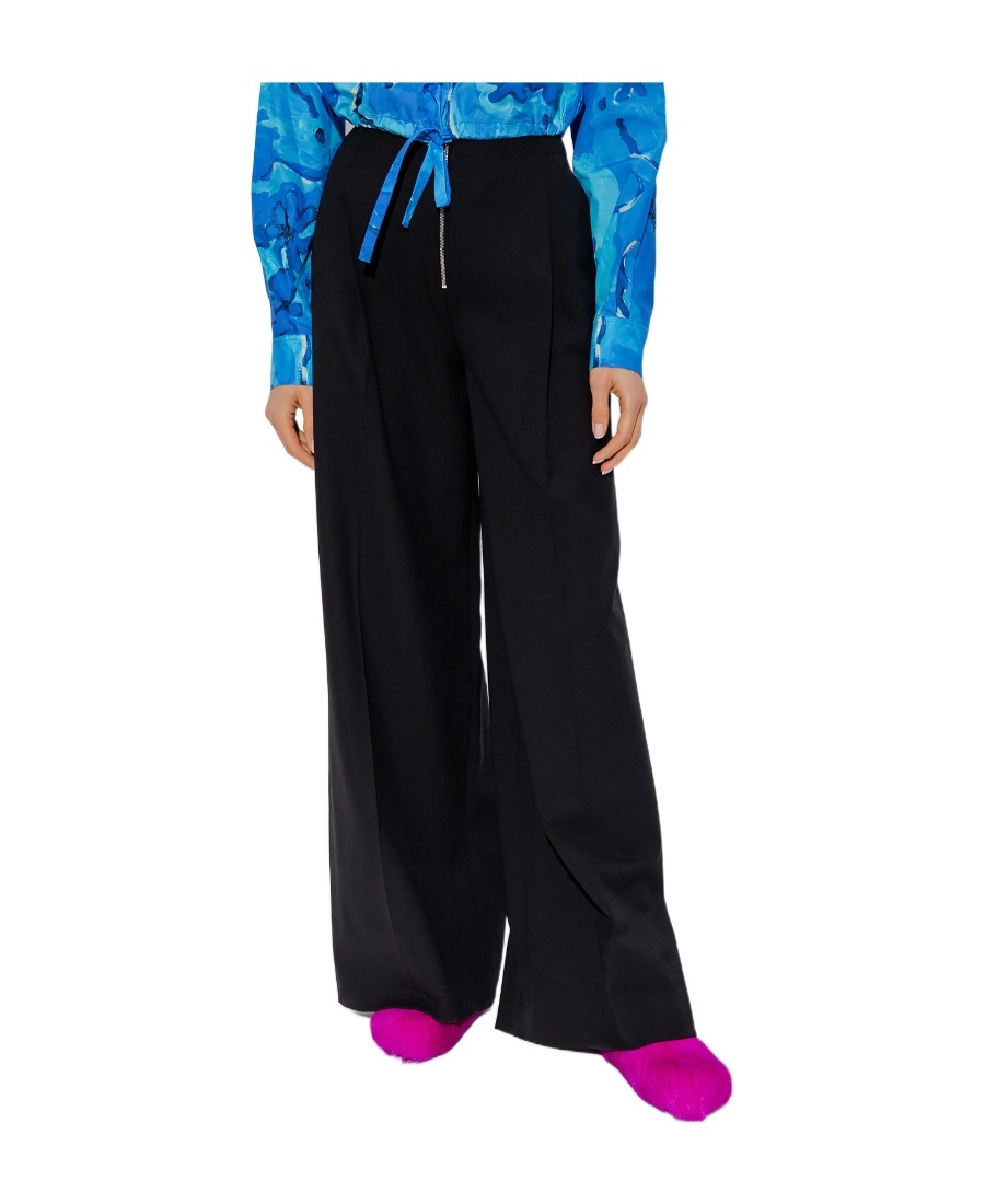 Proenza Schouler Exposed-zip Wide-leg Trousers In Black
