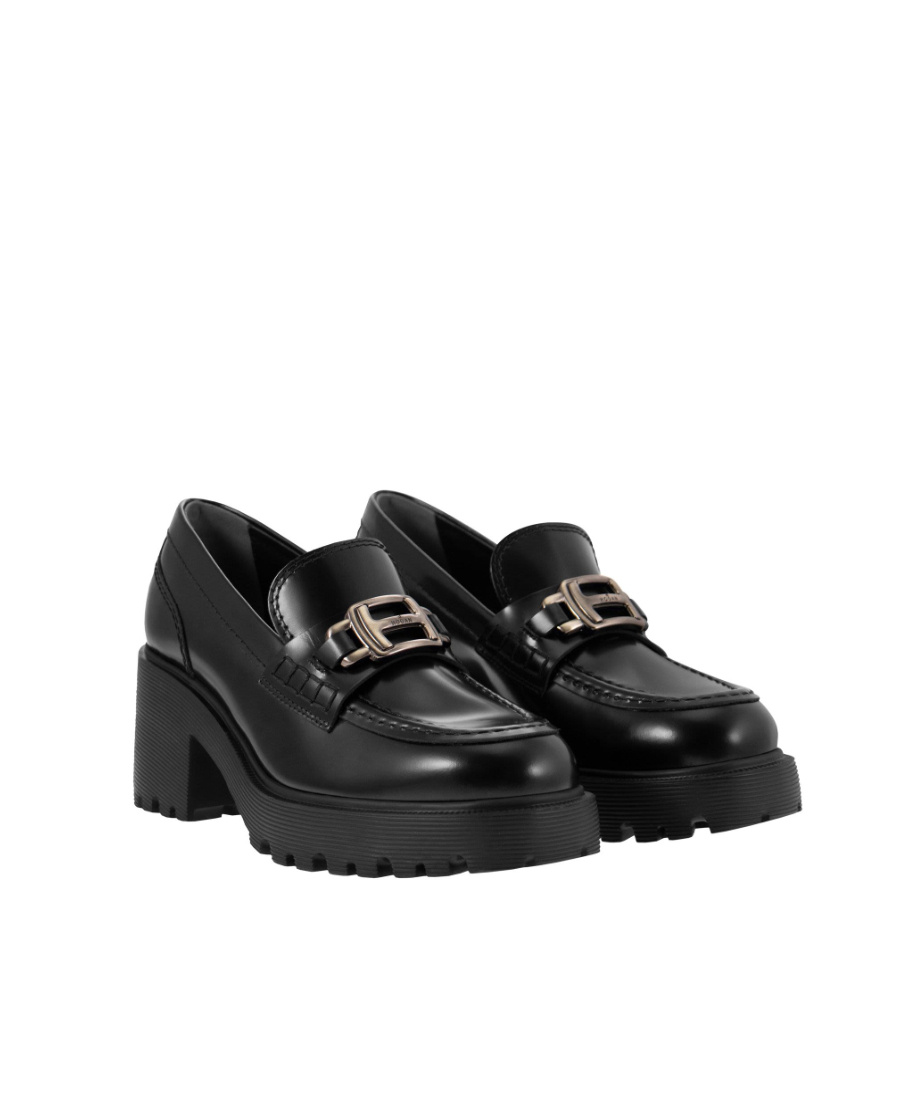 Hogan 70mm Logo-plaque Leather Loafers In Black