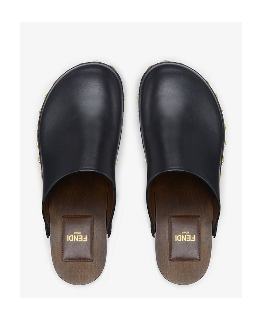 Shop Fendi Logo Block-heel Mules In Black