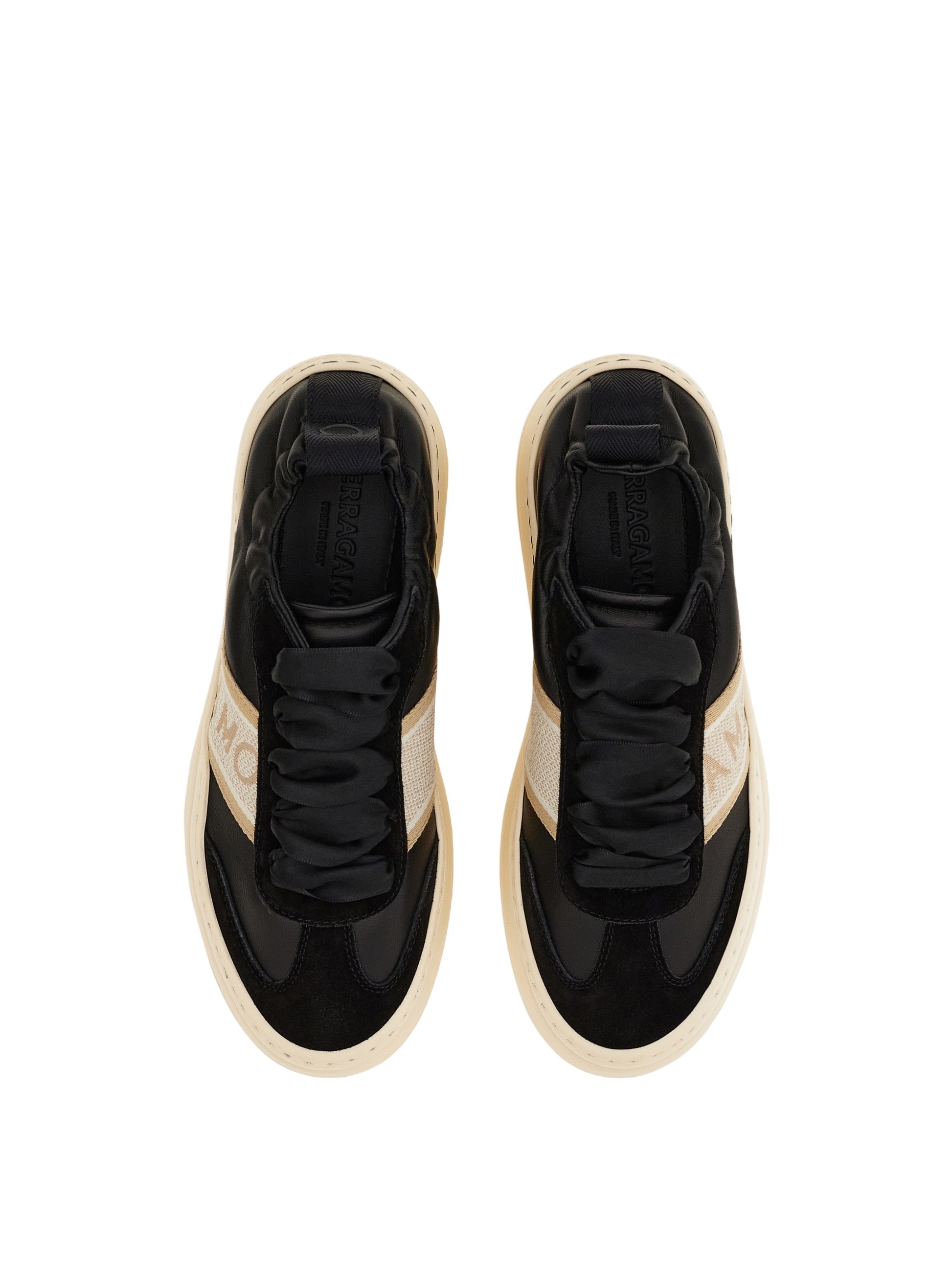 Ferragamo Black Sneakers With Platform Sole In Neutral