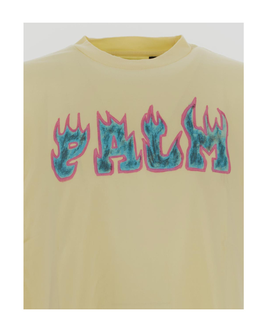 PALM ANGELS FLAMES LOGO-PRINT T-SHIRT
