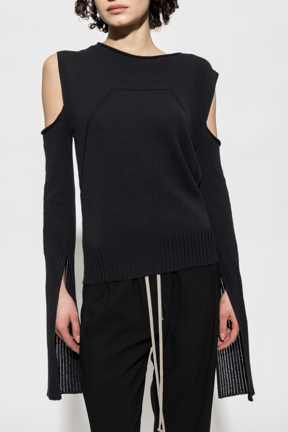 Rick Owens Cut-out Cotton Jumper In Black
