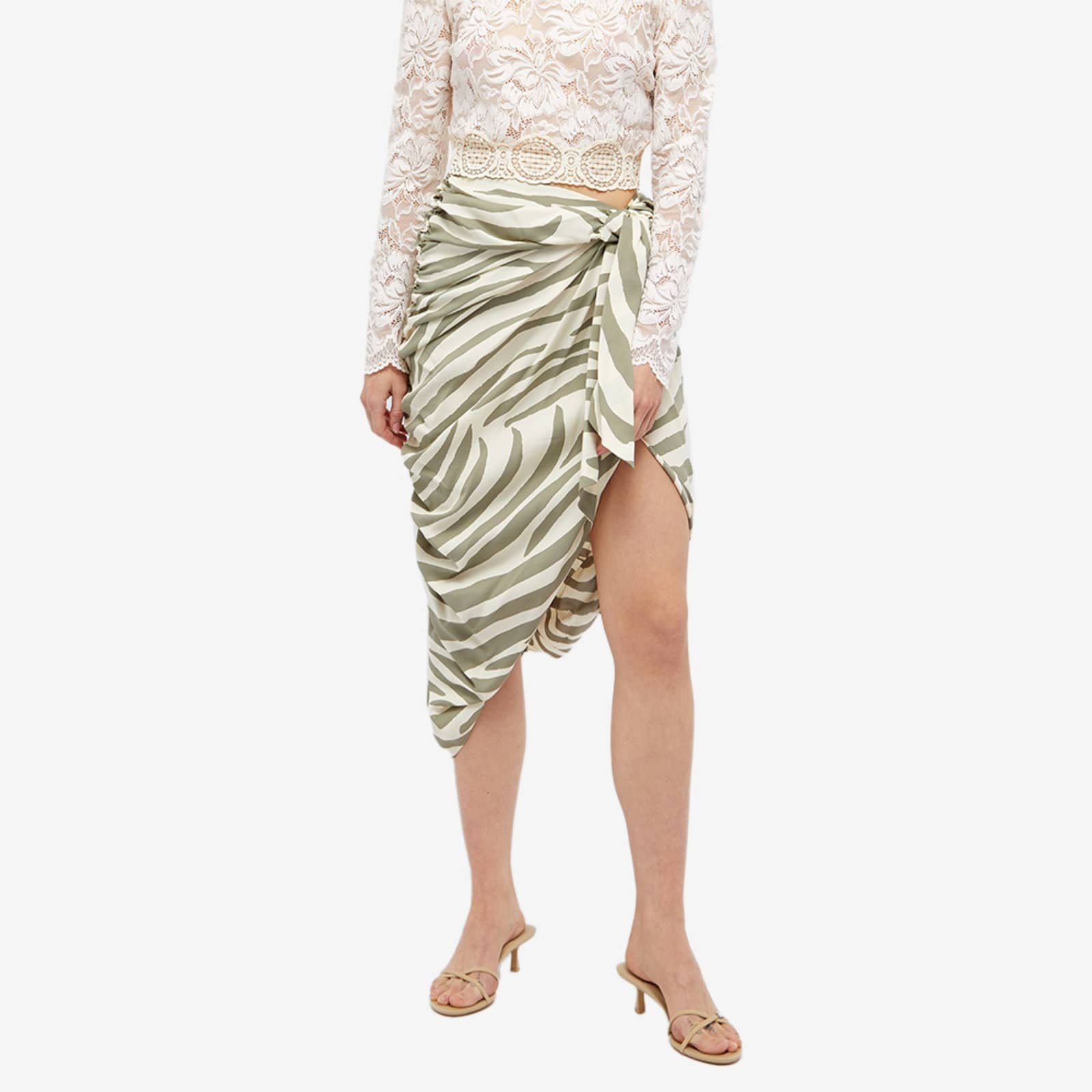Balmain Zebra-print Midi Skirt In White