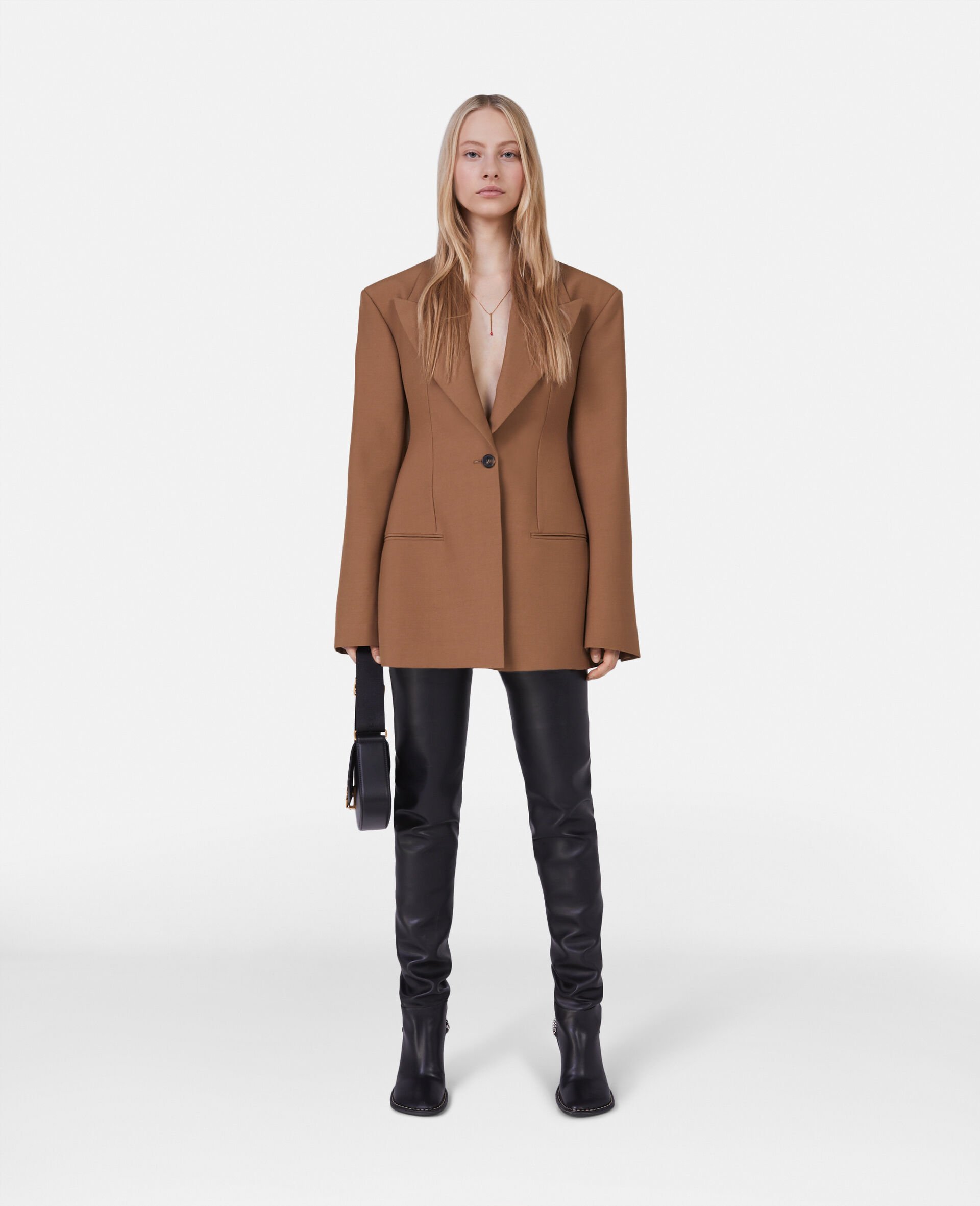 Stella Mccartney Long-sleeved Wool Suit Jacket In Brown