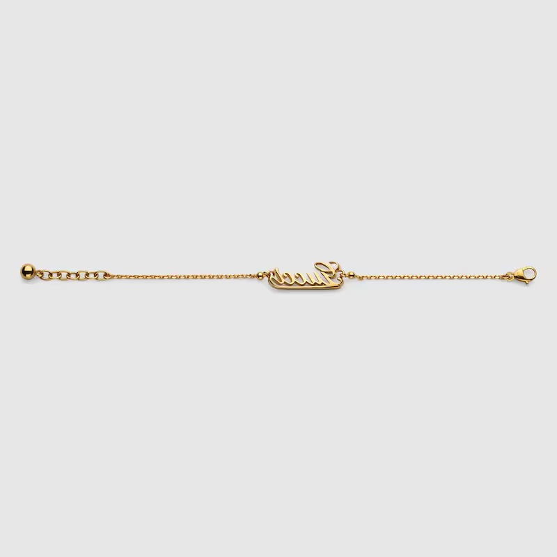 Gucci Chain Bracelet With Script In Yellow