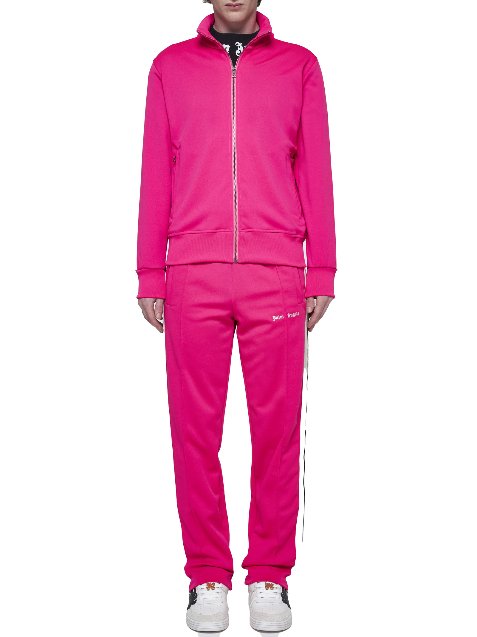 Palm Angels Man Sweatshirt Fuchsia Size L Polyester In Pink