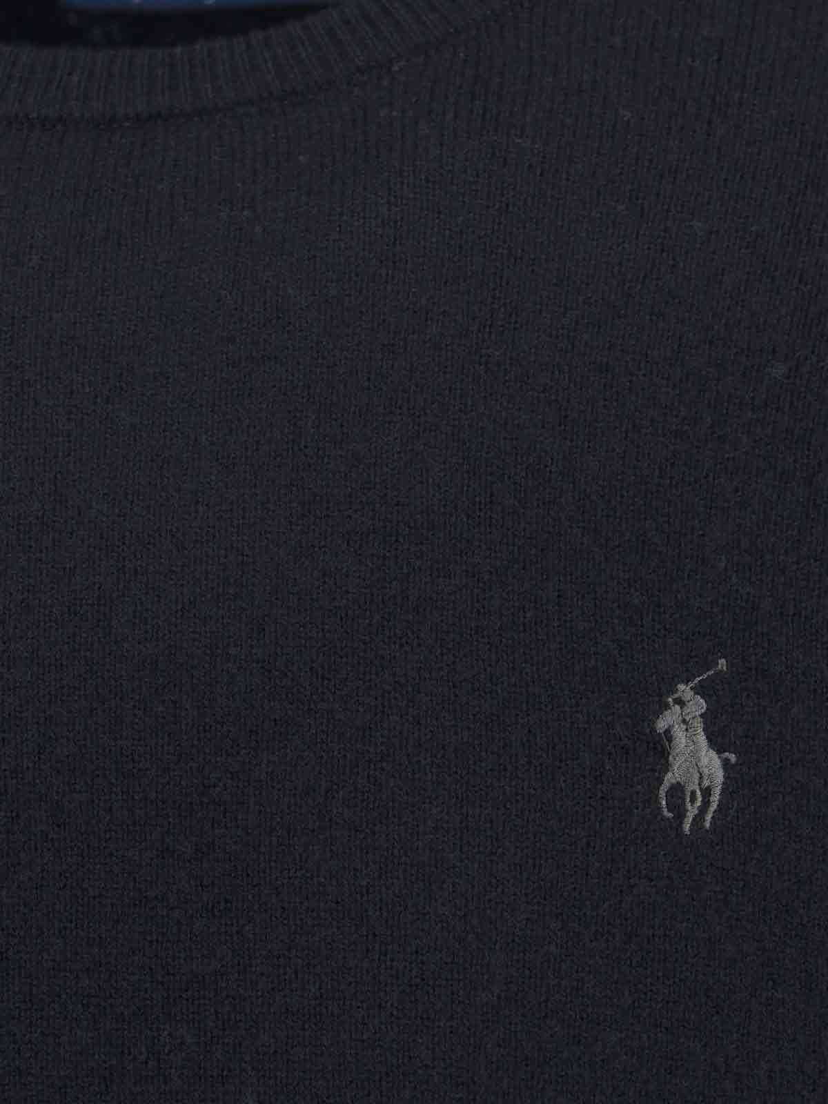 Polo Ralph Lauren Logo Embroidered Crewneck Jumper In Black