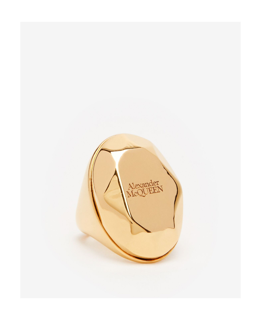 Alexander Mcqueen Alexander Mc Queen Stone Logo Ring In Yellow