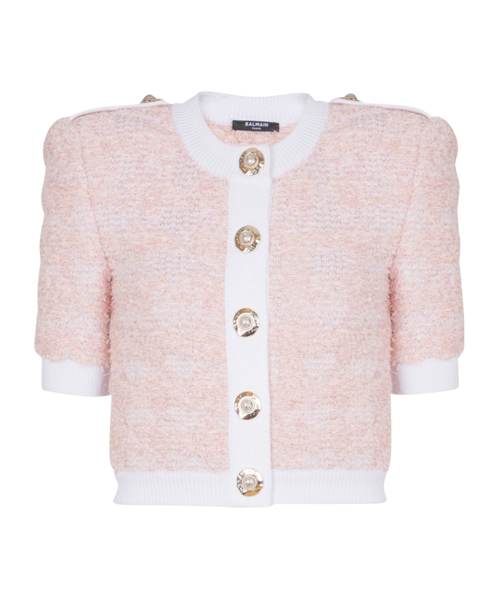 Balmain Short-sleeved Knit Cardigan In Multi