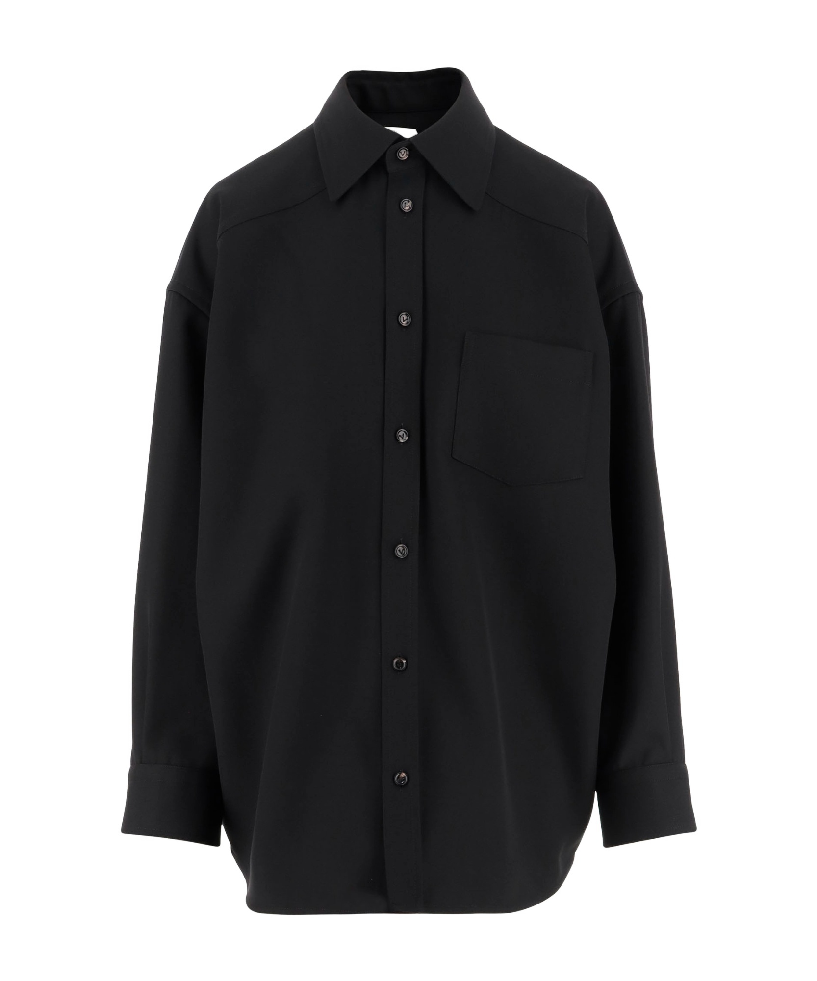 Bottega Veneta Button Down Sartorial Wool Twill Shirt In Black