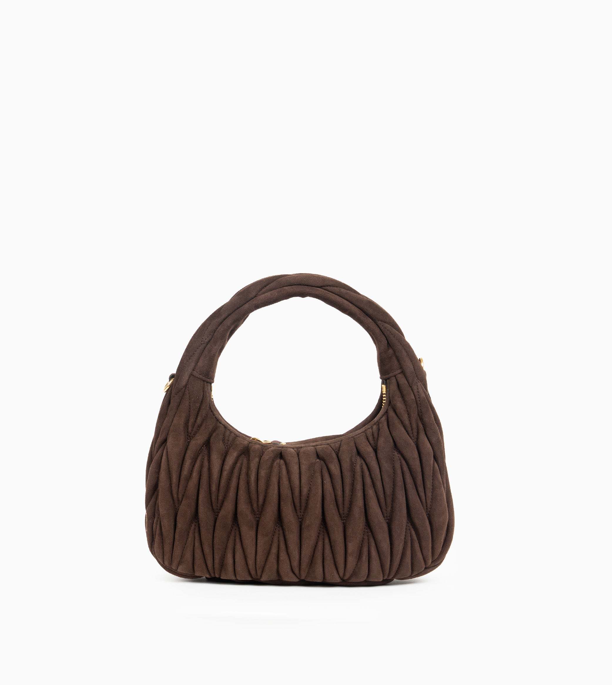 Miu Miu Small Miu Wander Suede Leather Hobo Bag In Brown