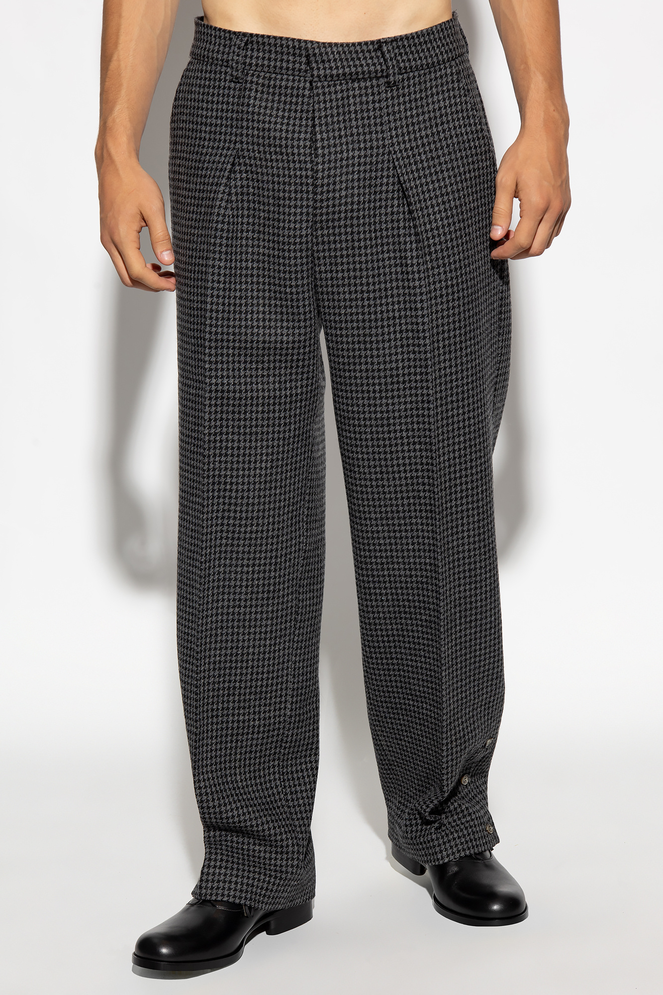 Nanushka Wilco Houndstooth-pattern Trousers In Black
