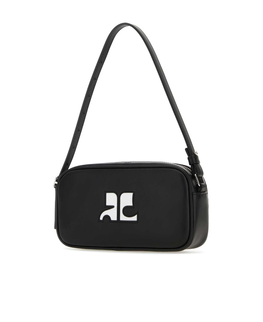 Courrèges Réédition Leather Shoulder Bag In Black