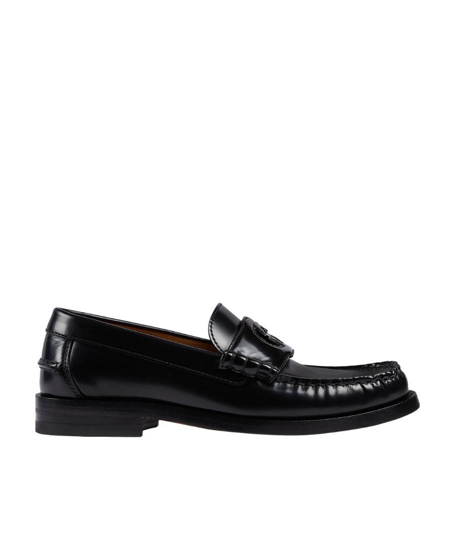 Gucci Interlocking G Leather Loafers In Black
