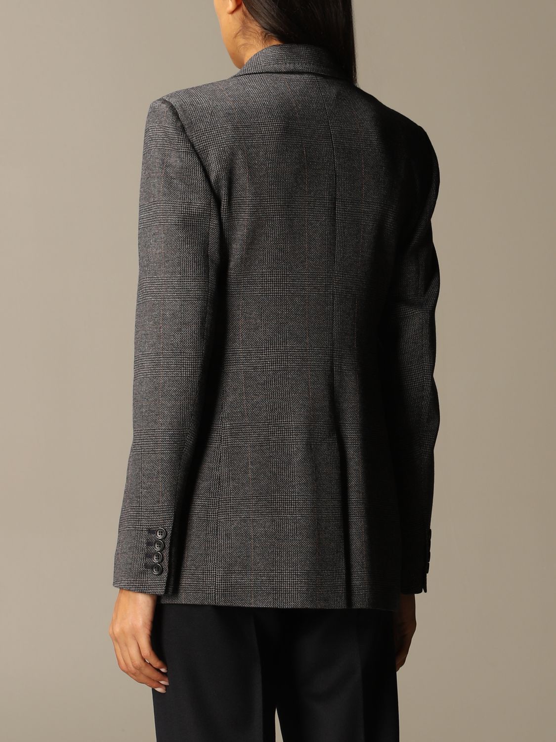 Max Mara Sfinge Checked Detail Blazer In Black