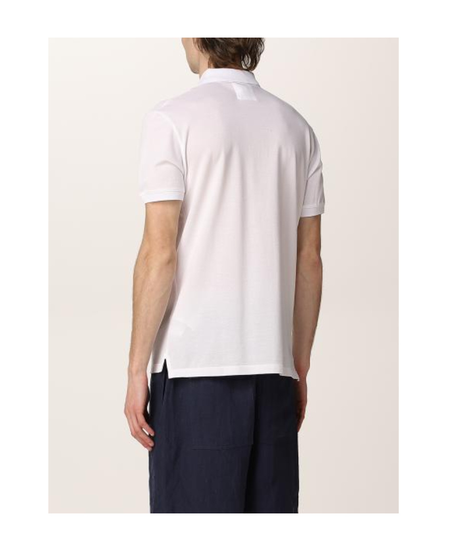 Emporio Armani Logo Embroidery Cotton Polo Shirt In White