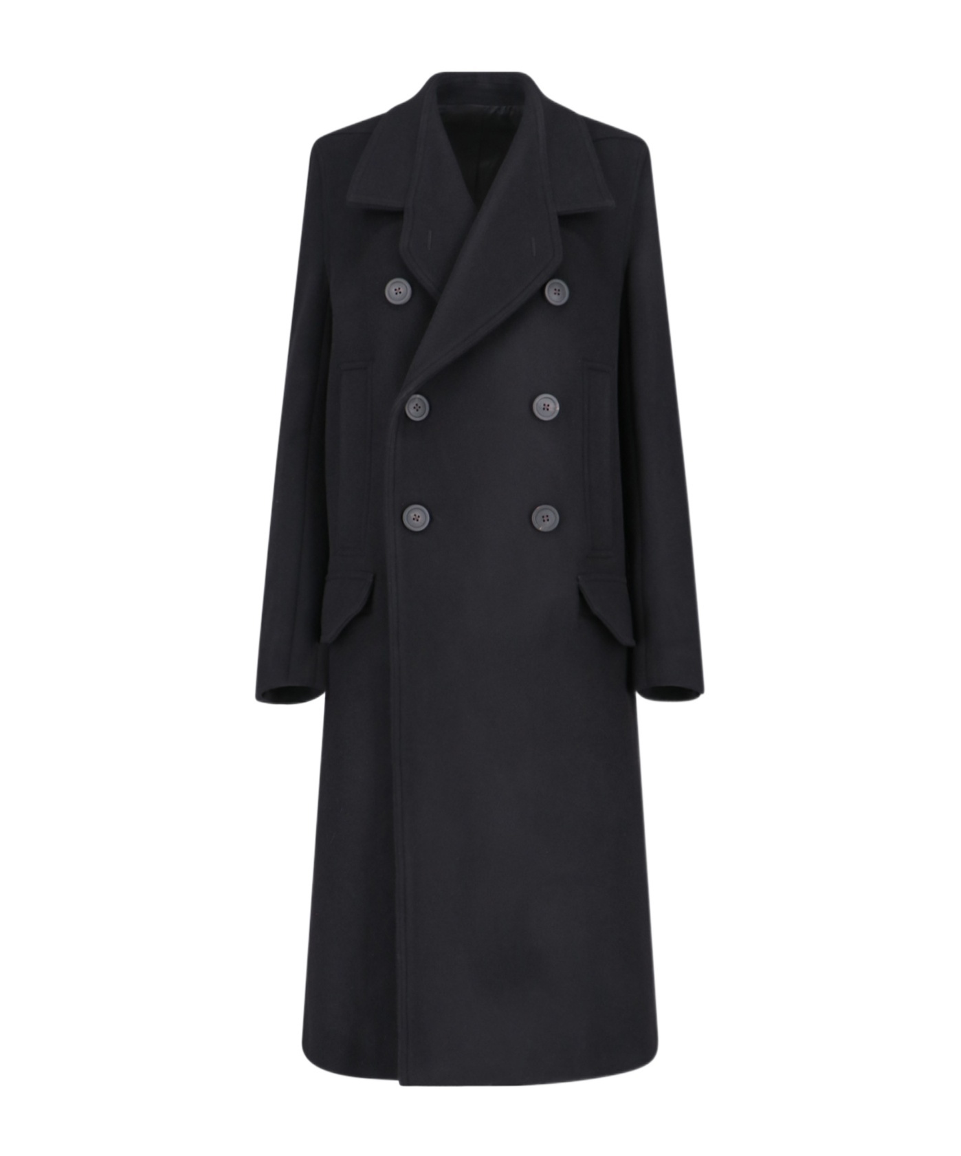 Rick Owens Porterville Double-breasted Officier Twill Wool Coat In Black