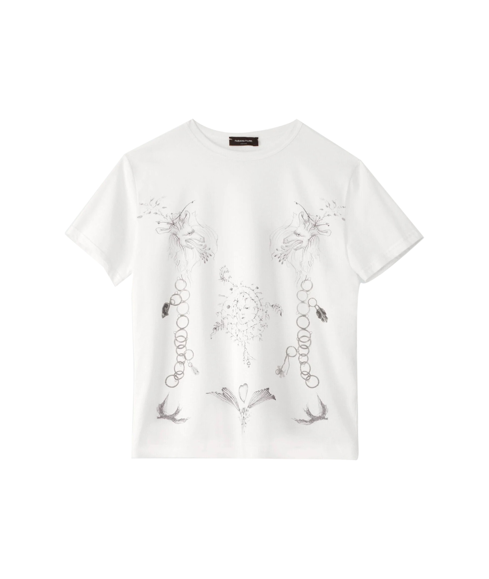 Fabiana Filippi Cotton Jersey Printed T-shirt In White