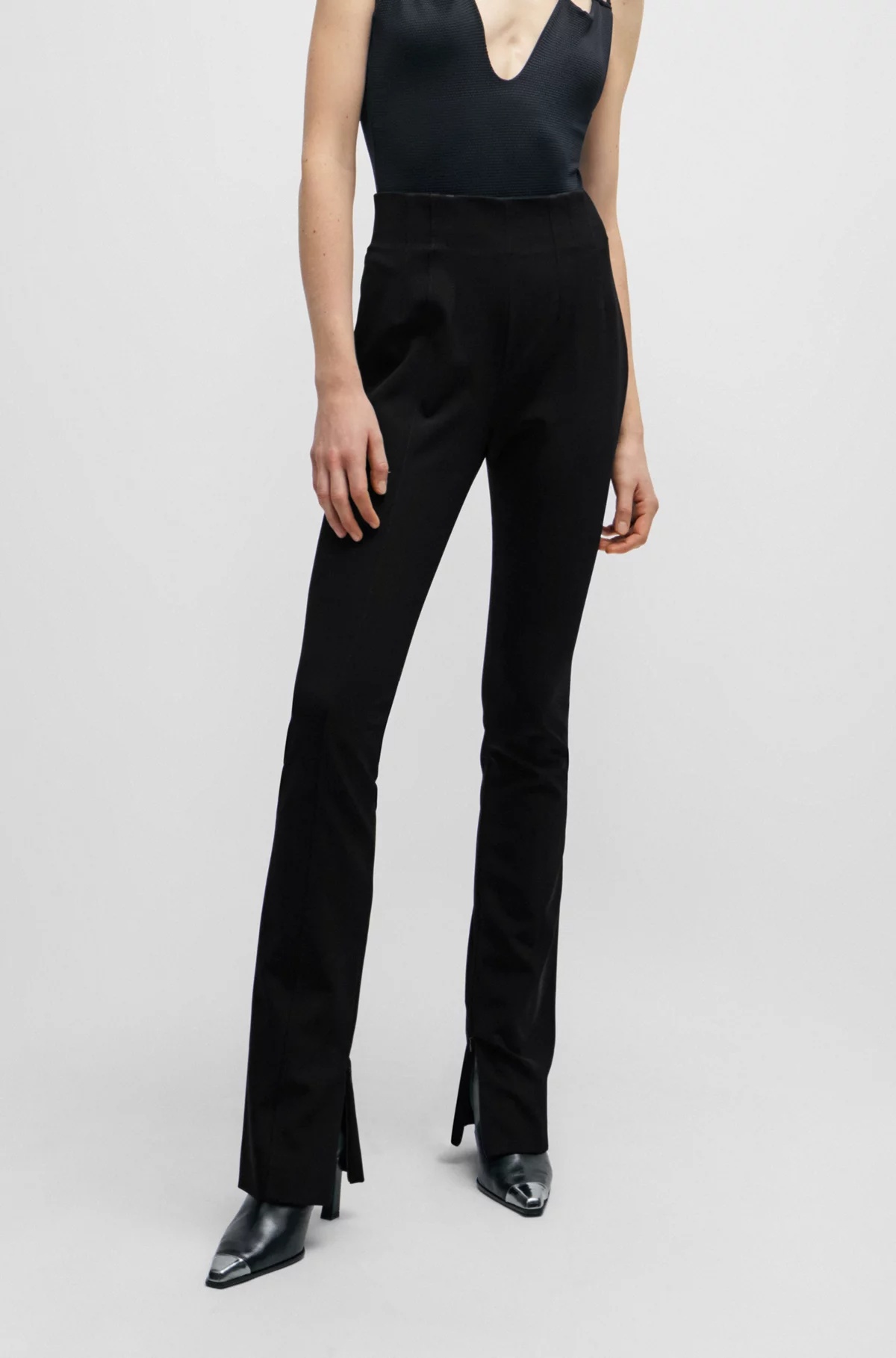 Hugo Boss Flared Leggings In Stretch Jersey In Black