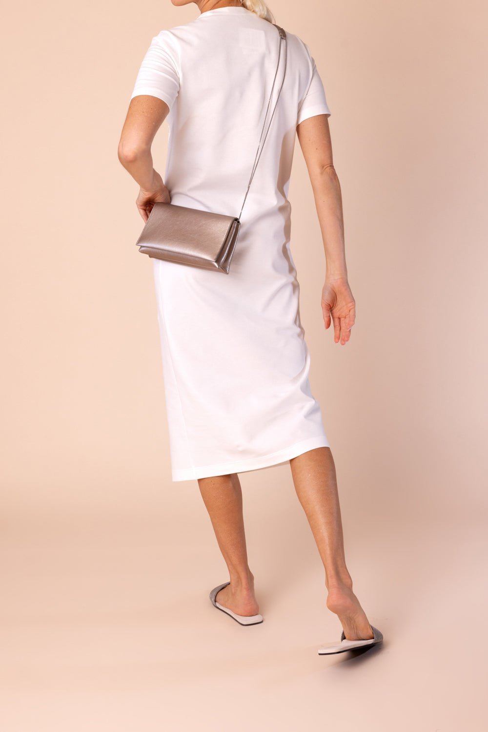 Brunello Cucinelli Bead-embellshed Twill Midi Dress In White