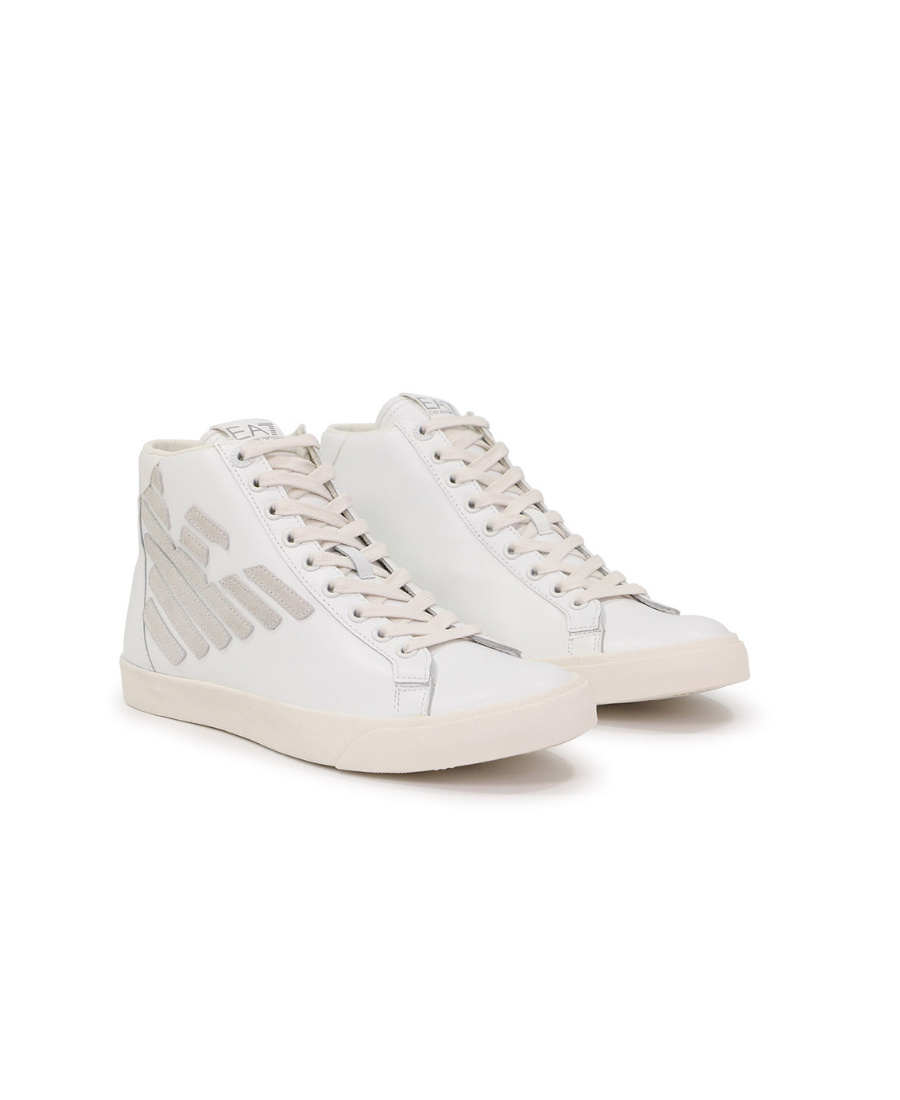 Ea7 Logo Strapped Casual Sneakers In White