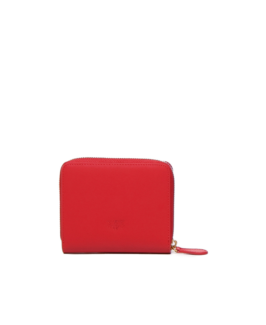 Shop Pinko Logo Plaque Zip Around Wallet In Red