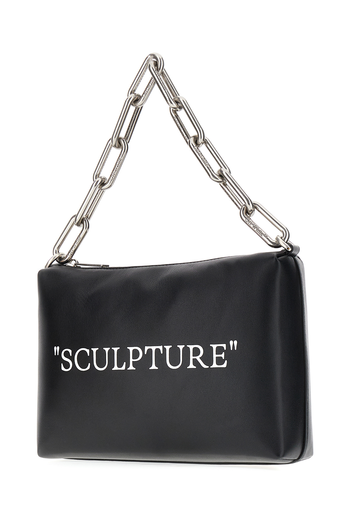 Off-white Logo Printed Zip-up Shoulder Bag In Black