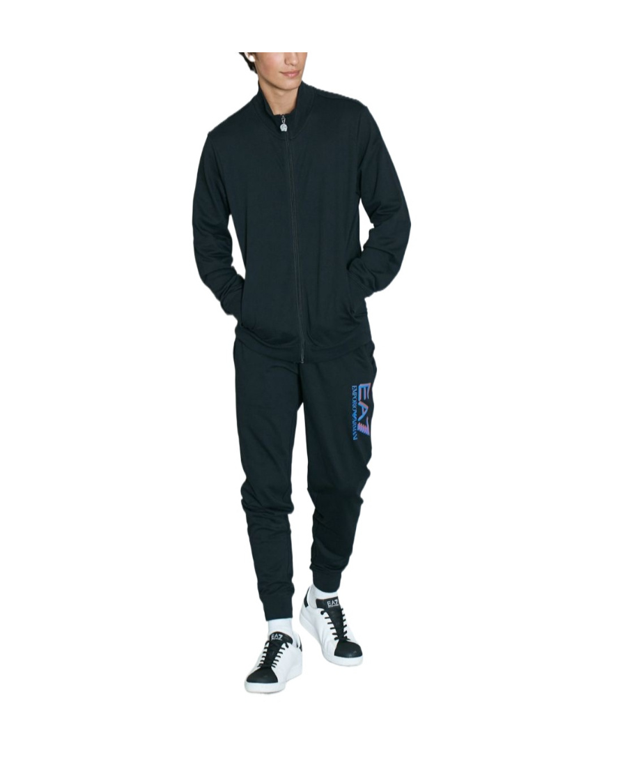 EA7 BLACK LOGO PRINTED SPORTS SUIT