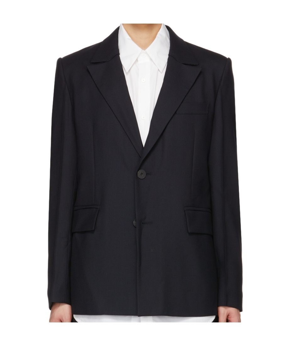 Wooyoungmi Navy Wool Blazer In Black